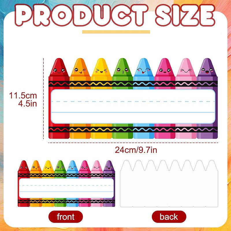 Colorful Cartoon Crayon Expression Nameplate Stickers Classroom Bulletin Board Label Decals Crayons Name Tags