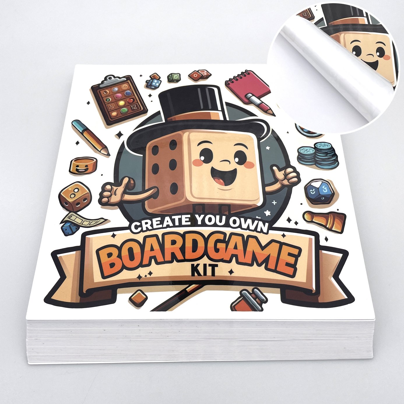 Glossy Lamination Permanent Glue White Vinyl Cartoon Die Cut Sticker Square Sticker Sheets
