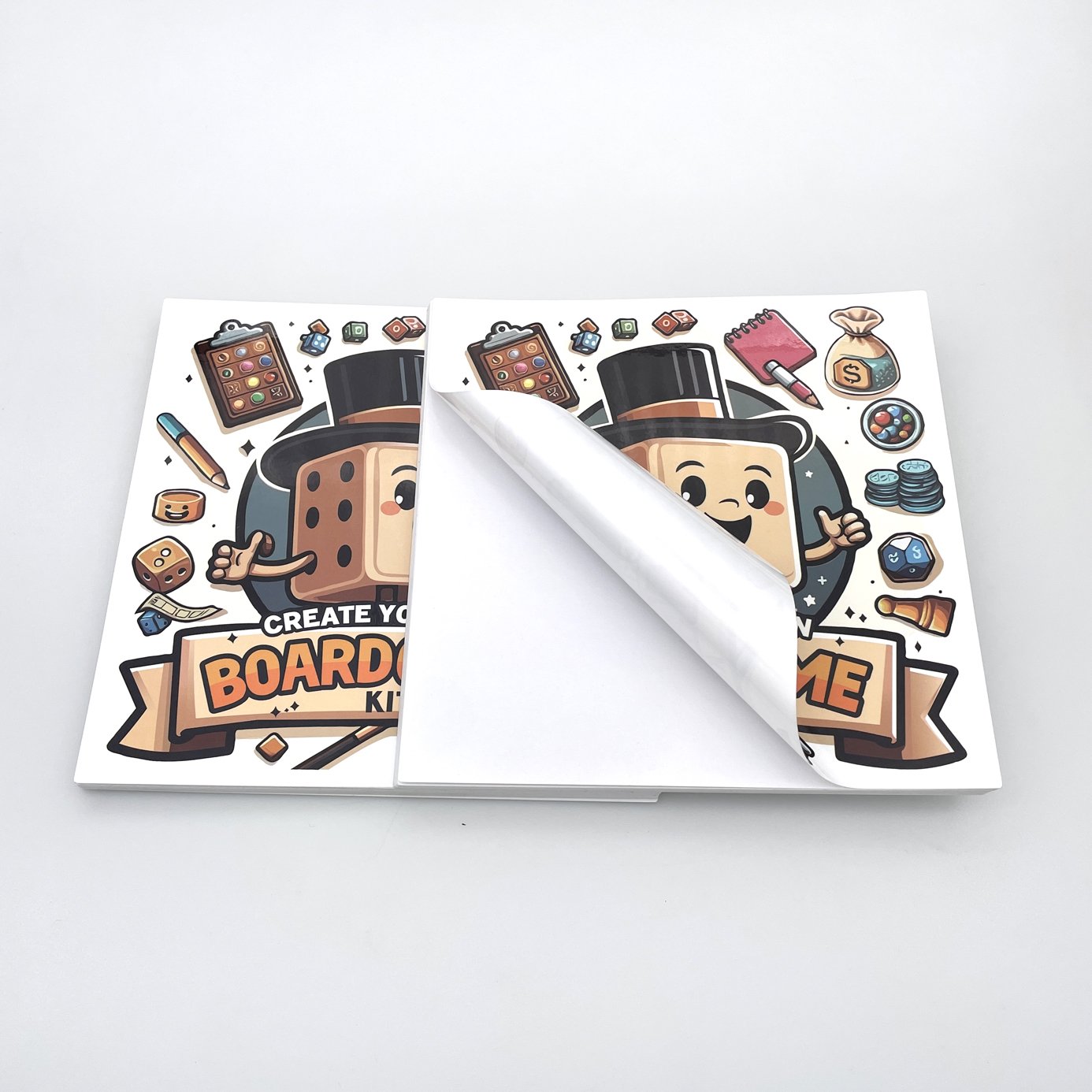 Glossy Lamination Permanent Glue White Vinyl Cartoon Die Cut Sticker Square Sticker Sheets