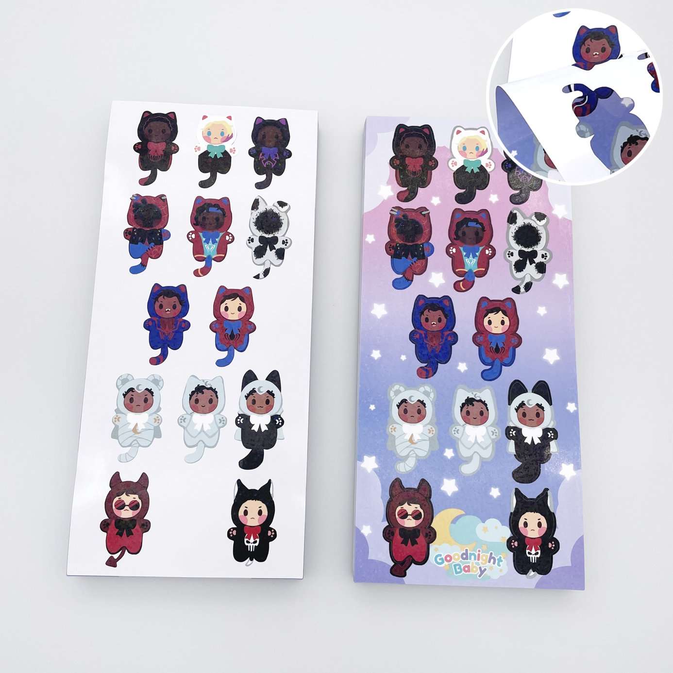 Glossy Lamination Permanent Glue White Vinyl Cartoon Die Cut Sticker Square Sticker Sheets