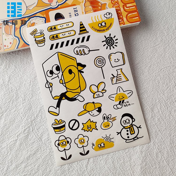 Custom Printing Adhesive Waterproof Pvc Label Cartoon Stickers Sheet Die Cut Vinyl Stickers