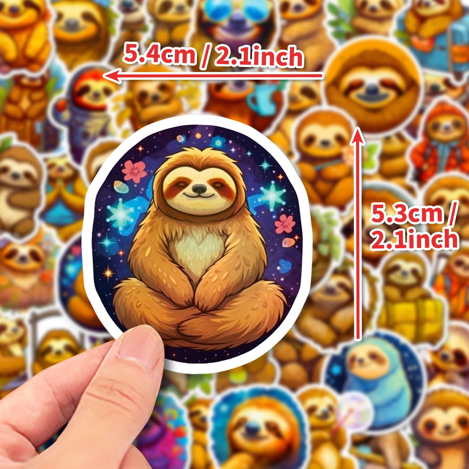 V-50pcs cartoon cute sloths stickers for speed sell tong TEMU cross-border new cute sloths pvc