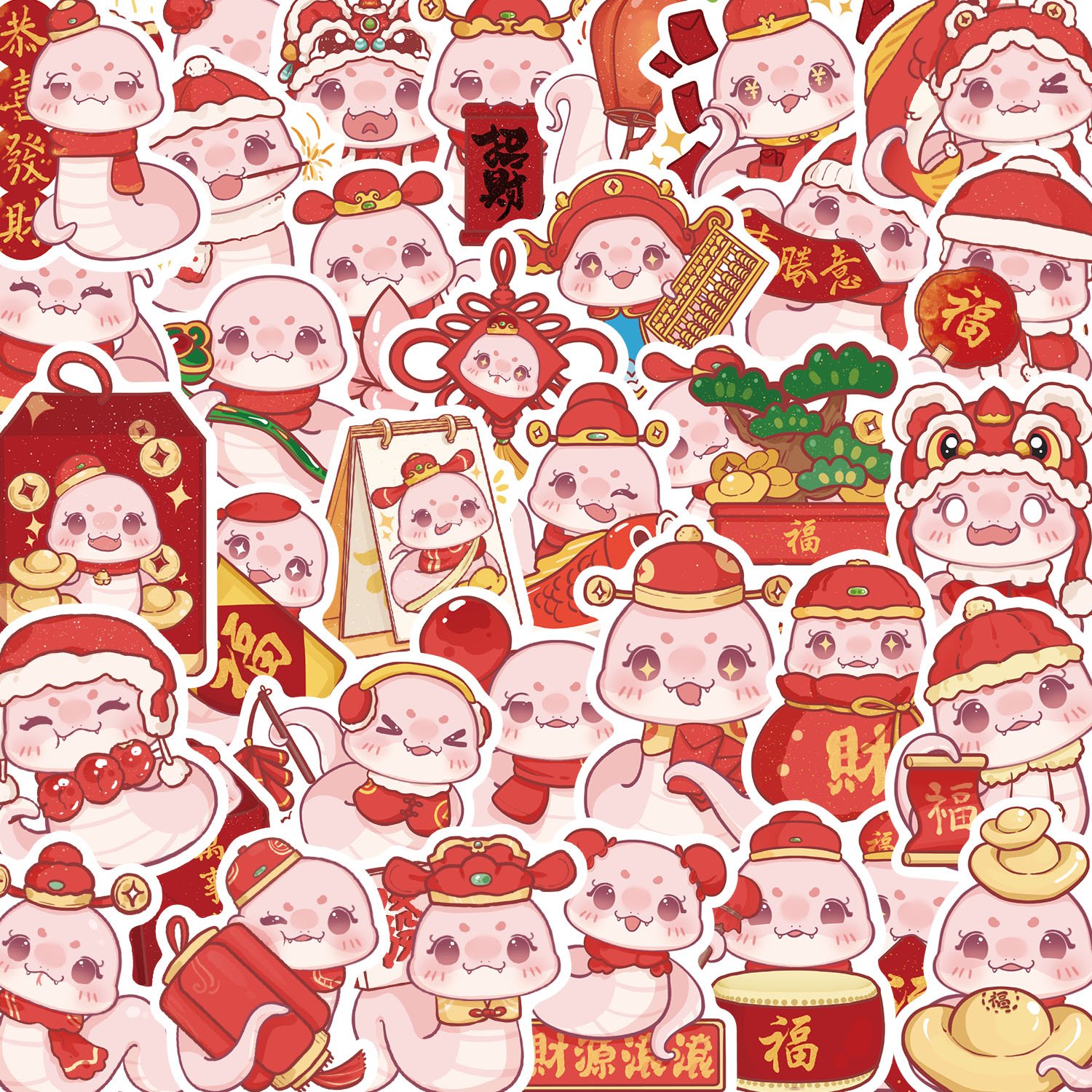 50pcs Cute Cartoon Snake Graffiti Stickers Diy Laptop Phone Case Luggage Diary Decoration Waterproof Toys Gift Decal Wholesale