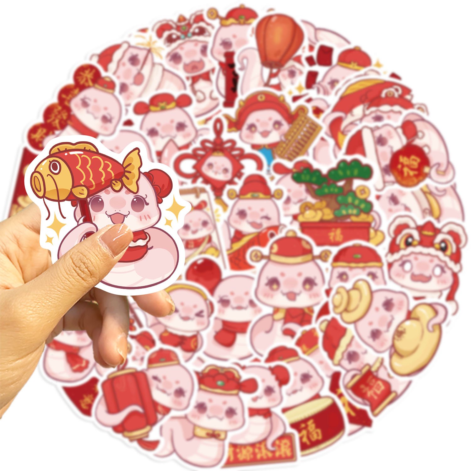 50pcs Cute Cartoon Snake Graffiti Stickers Diy Laptop Phone Case Luggage Diary Decoration Waterproof Toys Gift Decal Wholesale