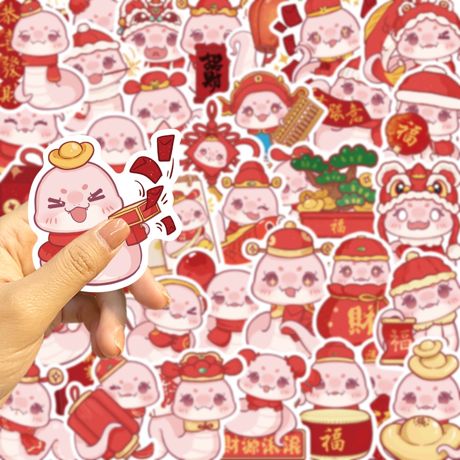 50pcs Cute Cartoon Snake Graffiti Stickers Diy Laptop Phone Case Luggage Diary Decoration Waterproof Toys Gift Decal Wholesale