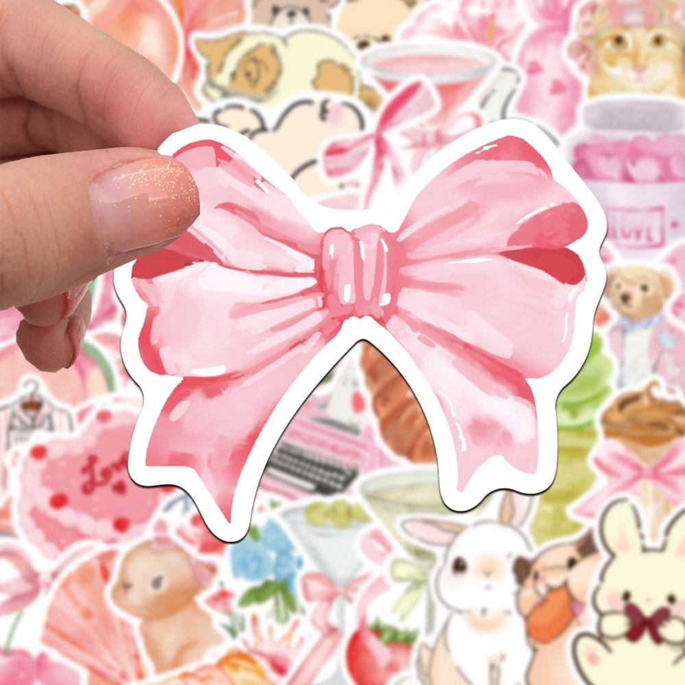 50pcs Cute Pink Cartoon Graffiti Stickers Diy Decorative Laptop Phone case Guitar Luggage Waterproof Die Cut Toys Gifts Decals