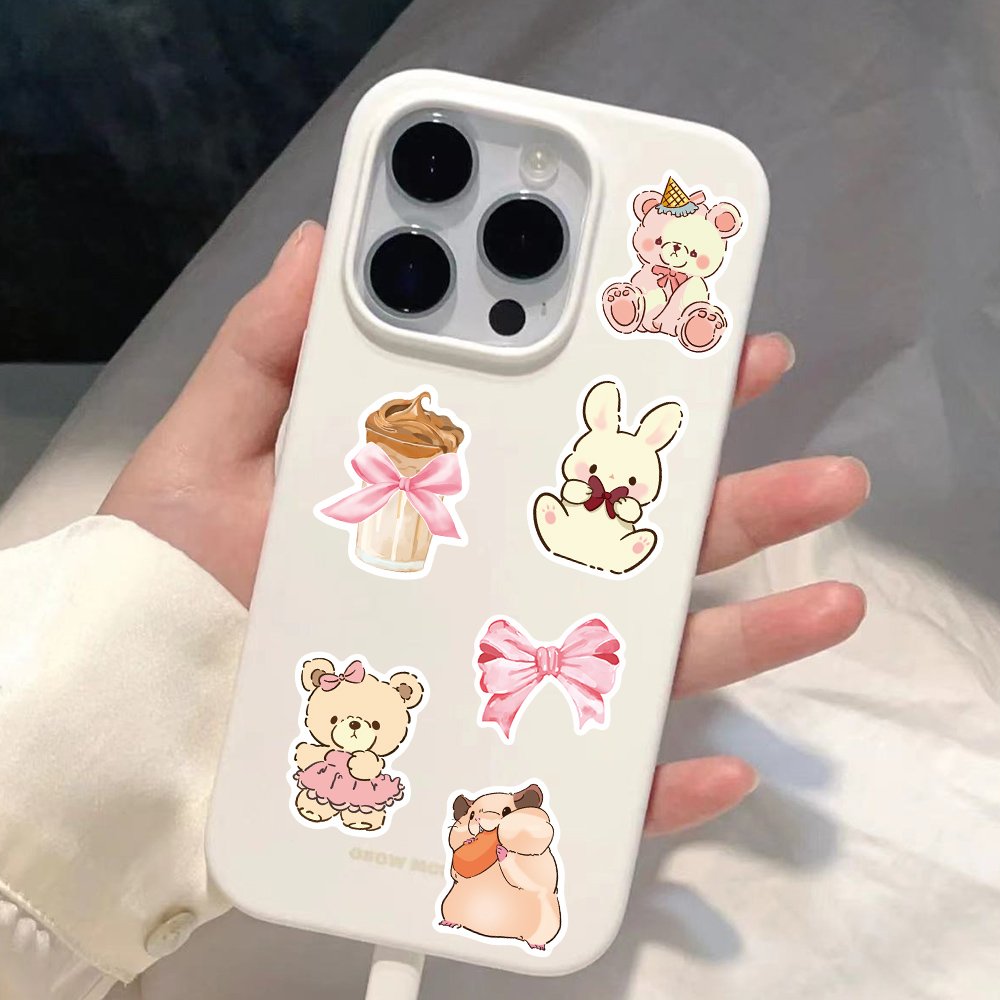 50pcs Cute Pink Cartoon Graffiti Stickers Diy Decorative Laptop Phone case Guitar Luggage Waterproof Die Cut Toys Gifts Decals