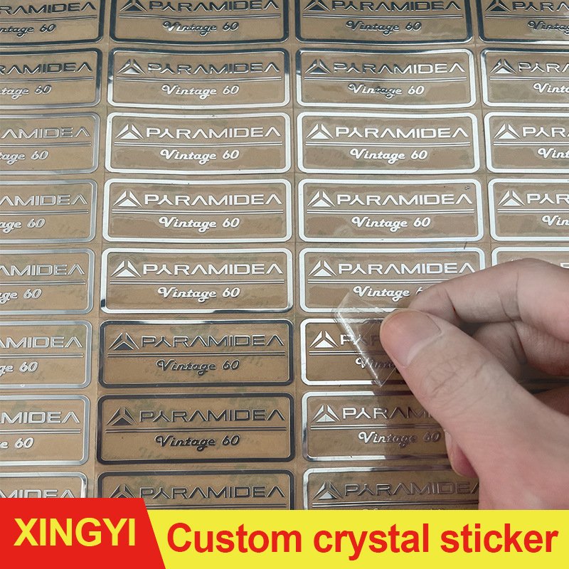 Custom crystal sticker label uv transfer sticker advertising stickers customized logo Gold and silver label self-adhesive