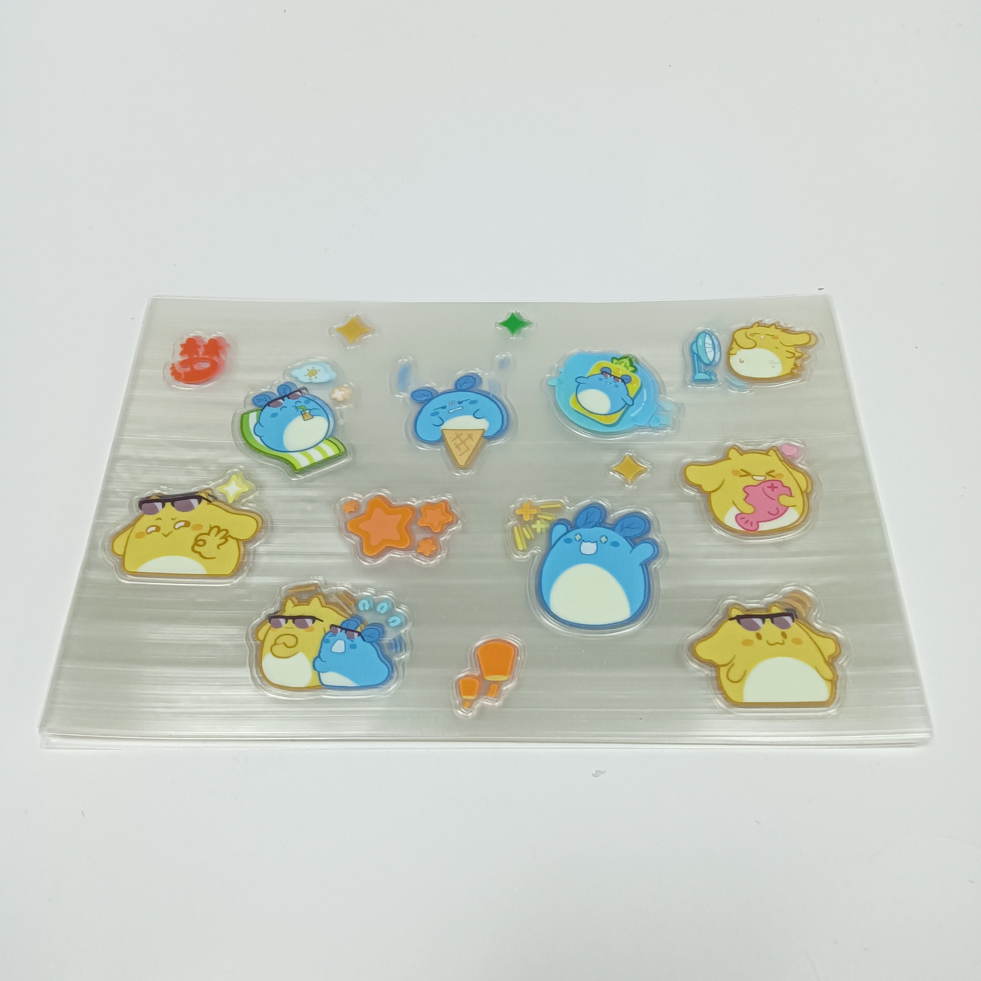 Packaging label Transparent PET Clear label Logo Waterproof Stickers sheet Cute Cartoon label