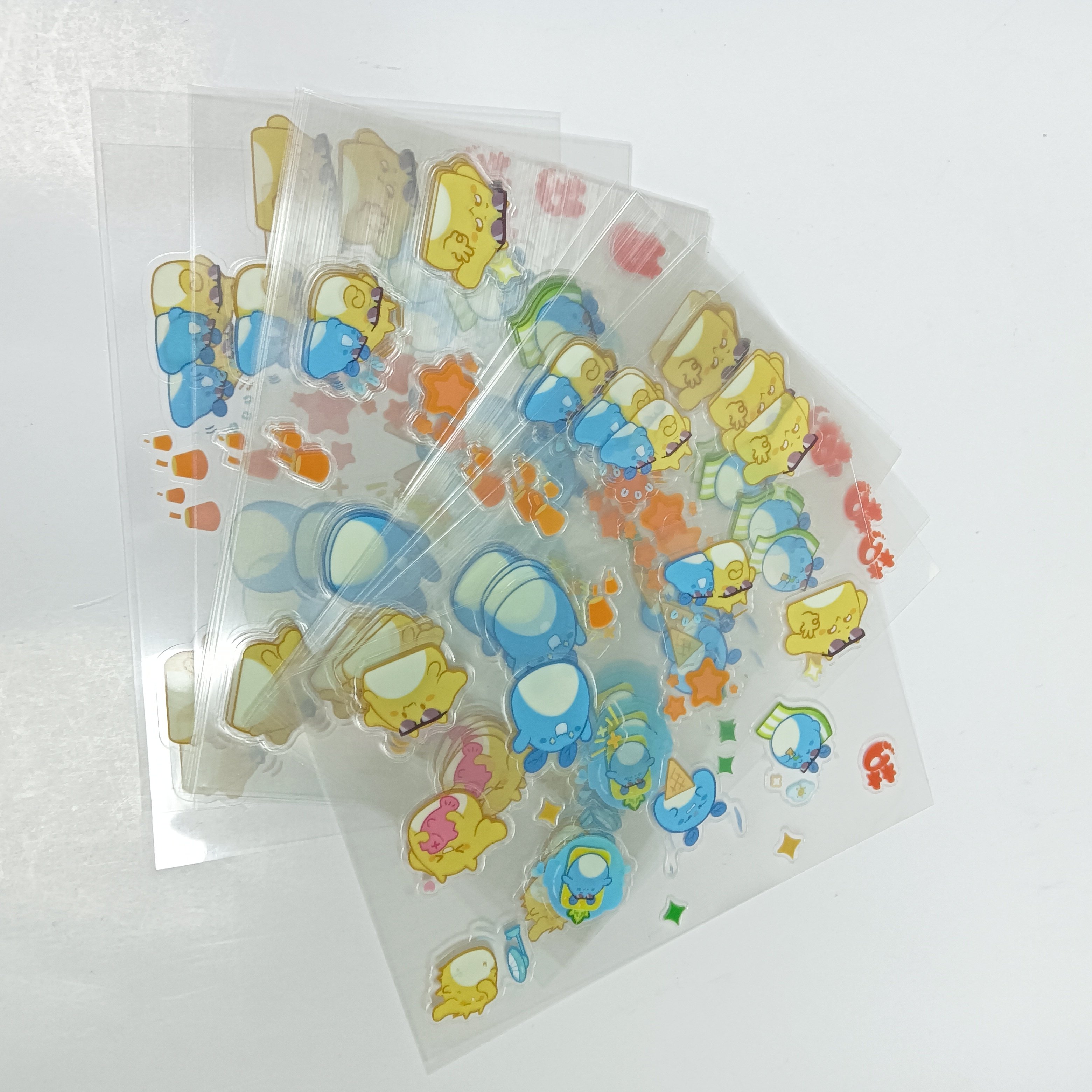 Packaging label Transparent PET Clear label Logo Waterproof Stickers sheet Cute Cartoon label