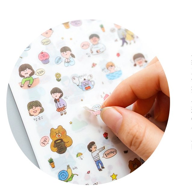 Custom design korea kawaii label sticker for school student animal flower label for diary book