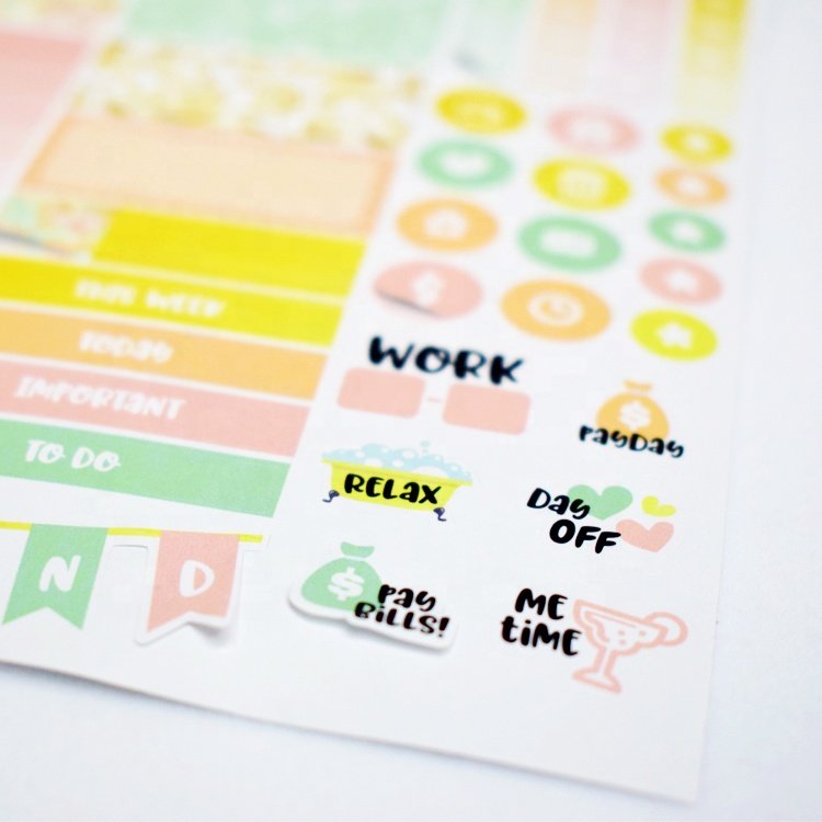 Custom kids decorative scrapbook DIY self adhesive kawaii cartoon sticker sheet