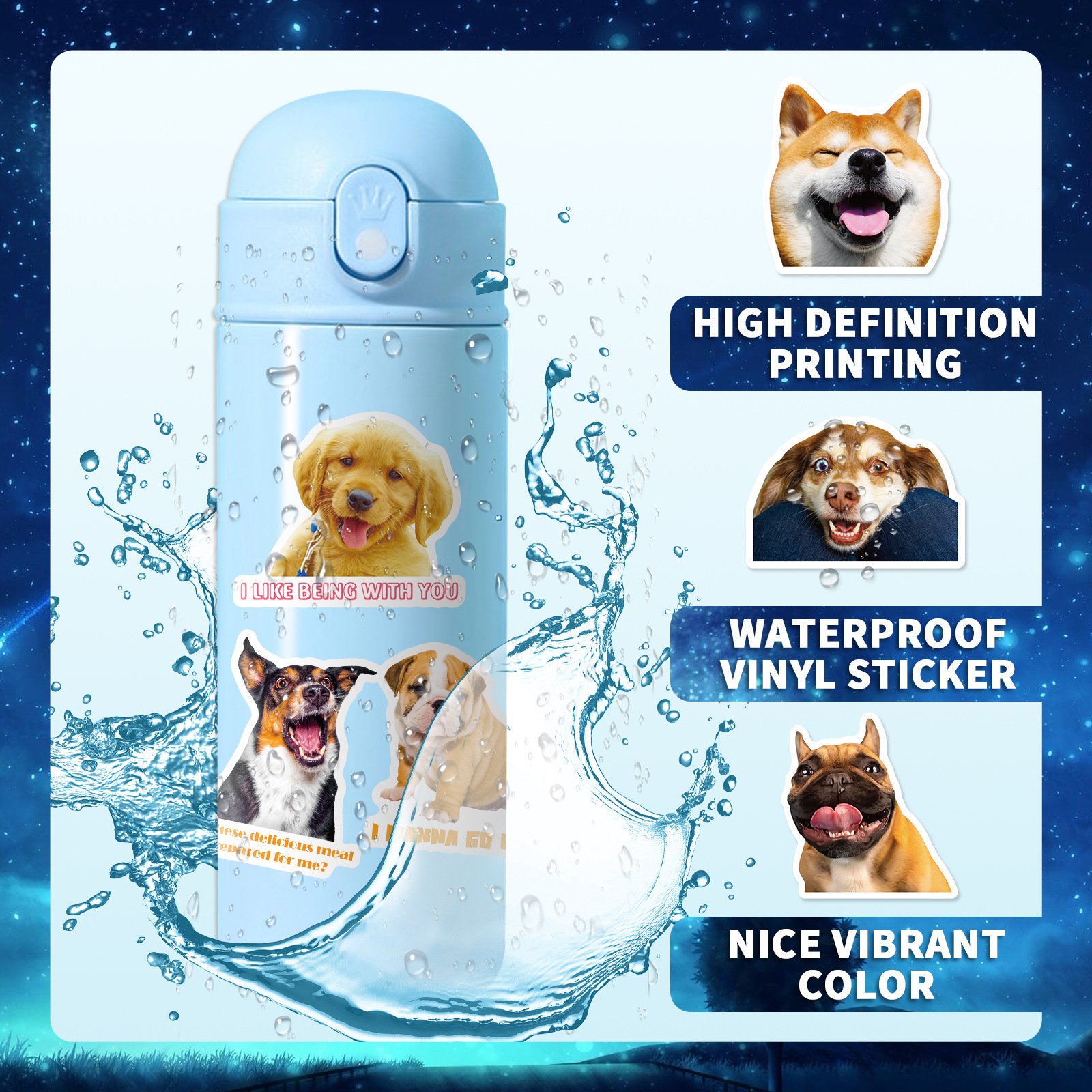 Reusable waterproof pvc vinyl adhesive decorative sticker cartoon custom die cut dog stickers for kids