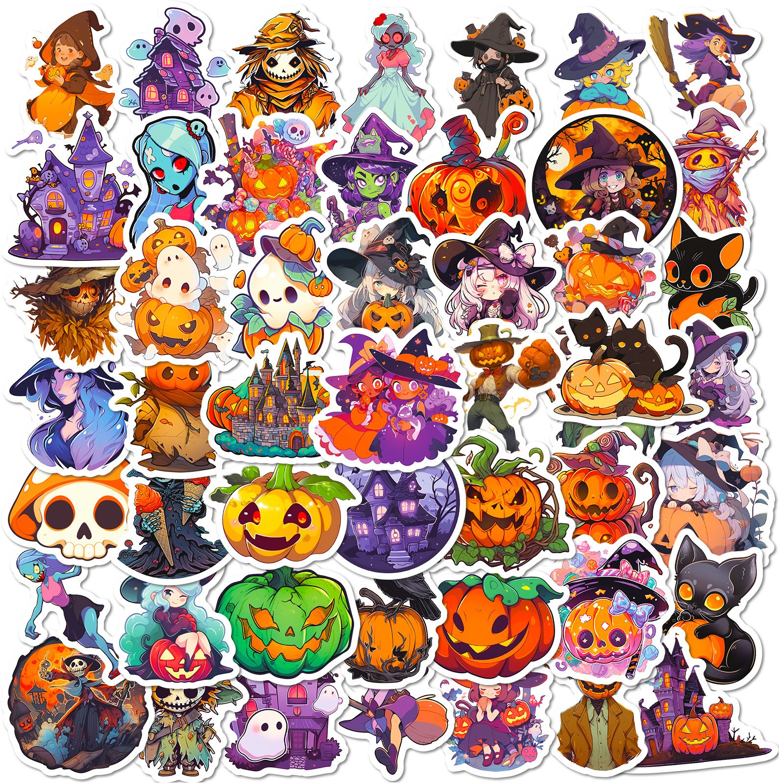 Company Design Labels Cartoon Waterproof Sticker Logo All Saints' Day Printing Holographic Vinyl Custom Die Cut Sticker Sheet