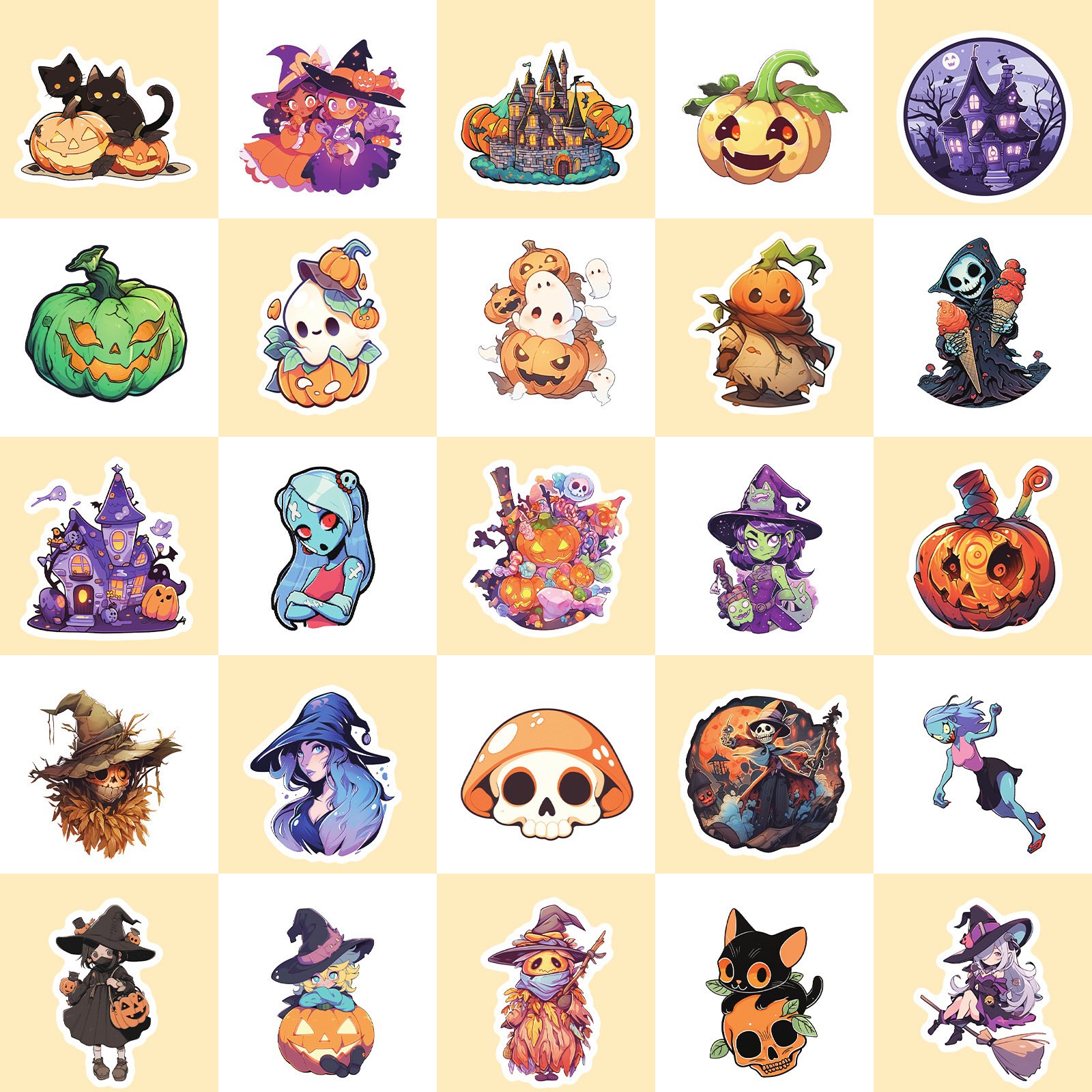 Company Design Labels Cartoon Waterproof Sticker Logo All Saints' Day Printing Holographic Vinyl Custom Die Cut Sticker Sheet