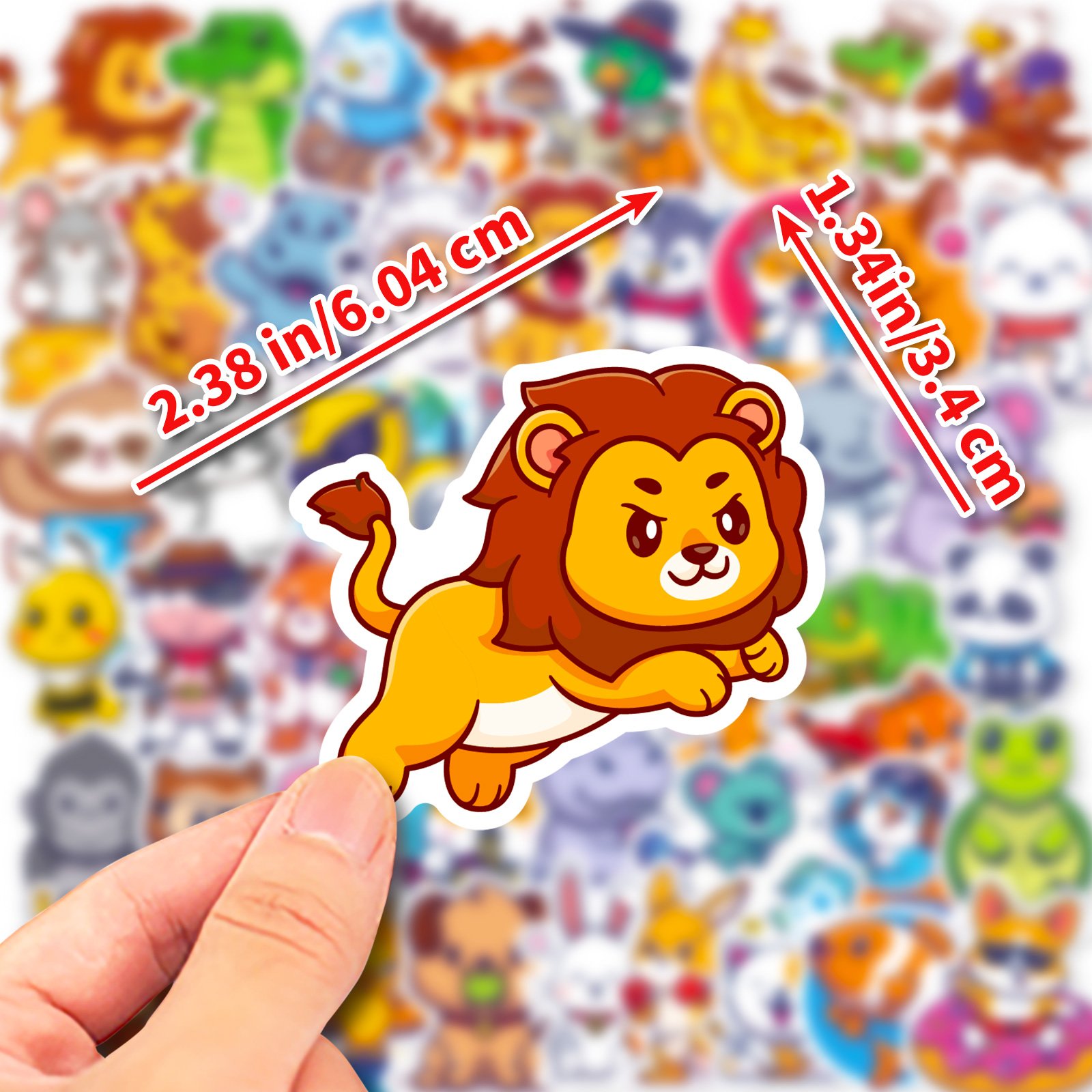 Hot selling 50 different cute cartoon animal stickers to decorate notebooks and reward boys and girls