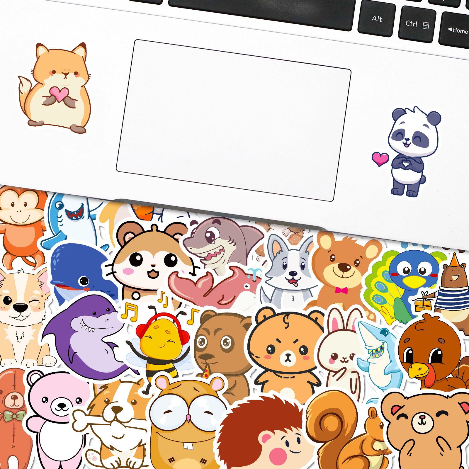 Hot selling 50 different cute cartoon animal stickers to decorate notebooks and reward boys and girls