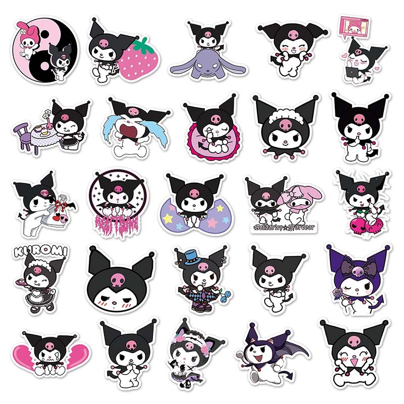 50pcs Factory Outlet Mobile Phone Die-cut Self-adhesive Cartoon Vinyl PVC Sticker Printing Kuromi Stickers
