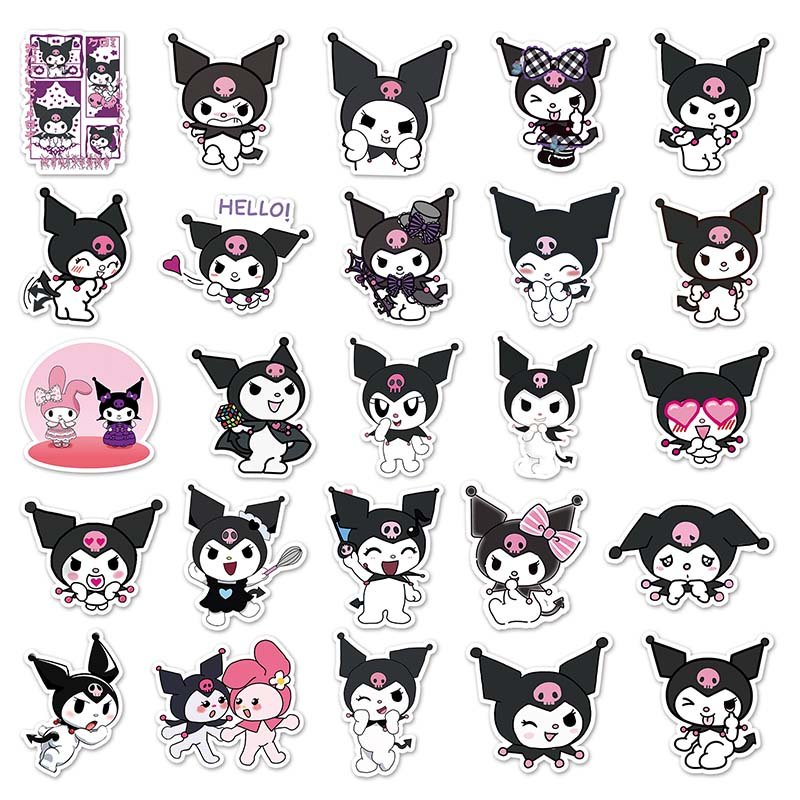 50pcs Factory Outlet Mobile Phone Die-cut Self-adhesive Cartoon Vinyl PVC Sticker Printing Kuromi Stickers