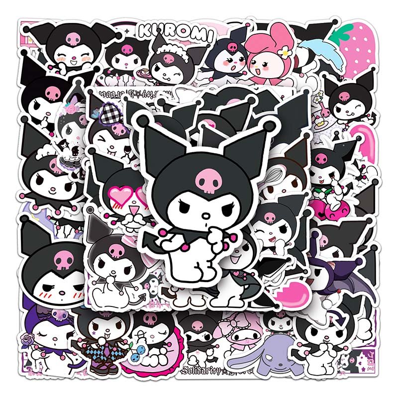 50pcs Factory Outlet Mobile Phone Die-cut Self-adhesive Cartoon Vinyl PVC Sticker Printing Kuromi Stickers