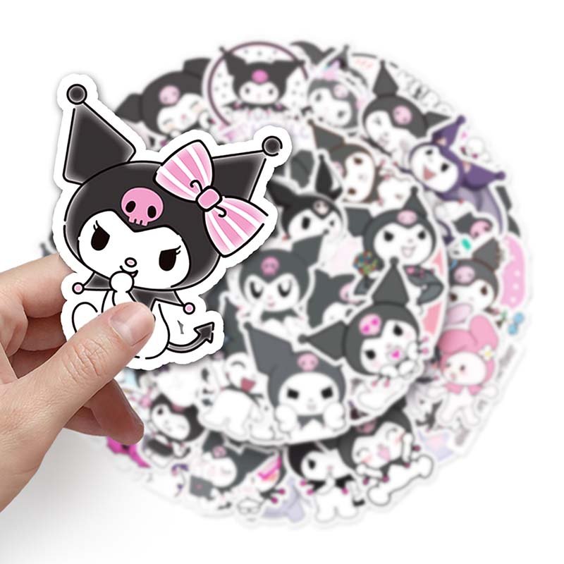 50pcs Factory Outlet Mobile Phone Die-cut Self-adhesive Cartoon Vinyl PVC Sticker Printing Kuromi Stickers