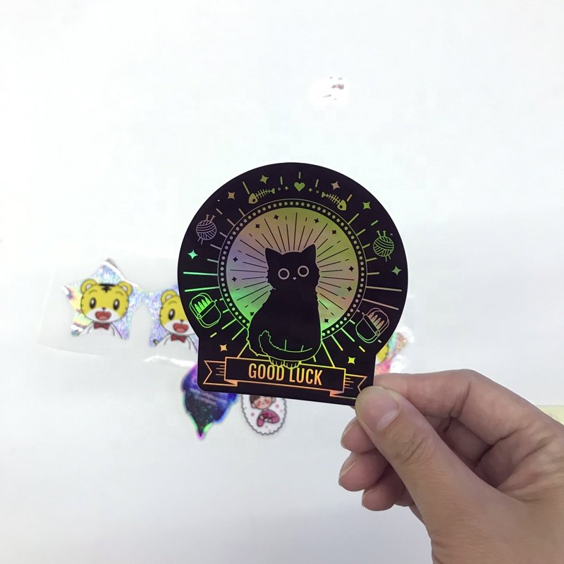 Low MOQ Custom White Waterproof Vinyl Glitter Die Cut Anime Sketchbook Decorative Cartoon Scrapbooking Stationery Label Stickers