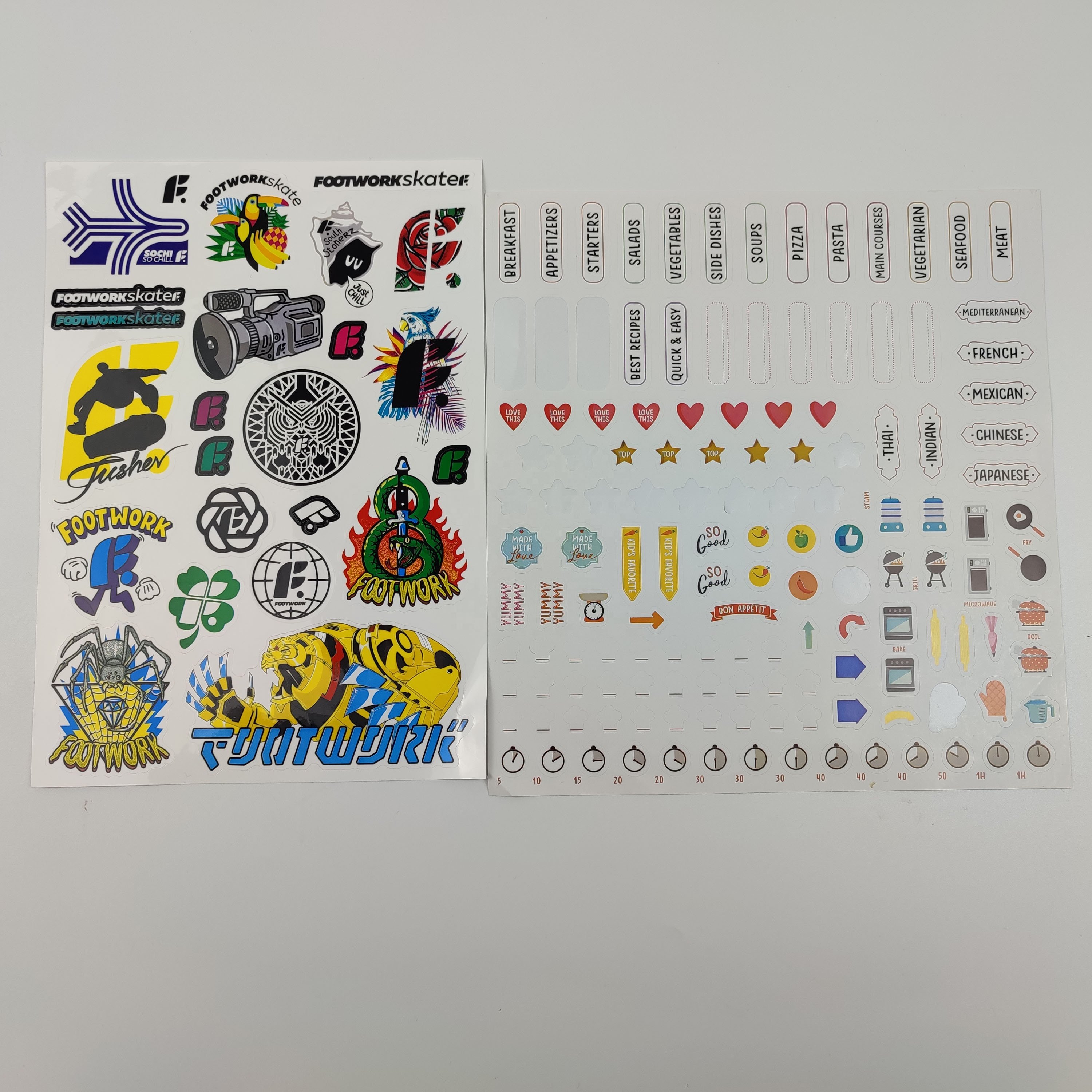 Low MOQ Custom White Waterproof Vinyl Glitter Die Cut Anime Sketchbook Decorative Cartoon Scrapbooking Stationery Label Stickers