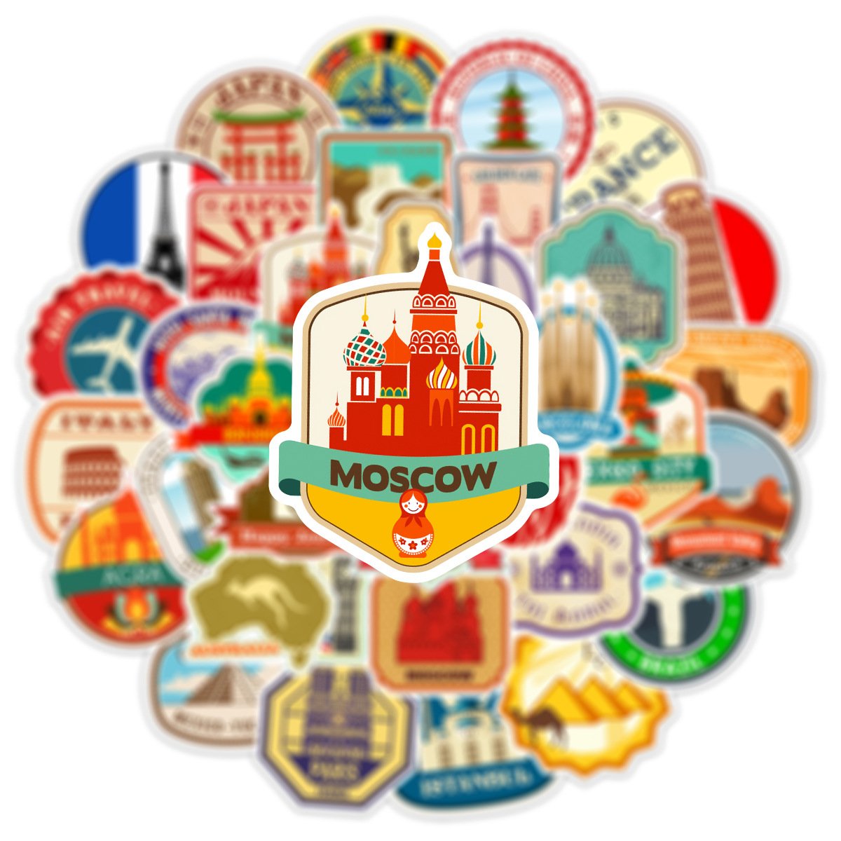 Die cut 50pcs cartoon Antique travel graffiti stickers hand ledger pull rod box Mobile phone case notebook removable sticker