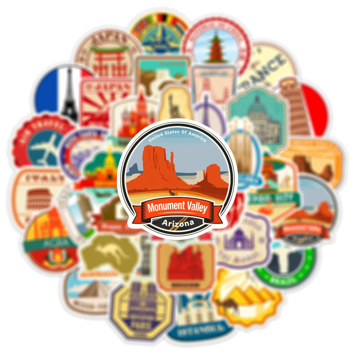 Die cut 50pcs cartoon Antique travel graffiti stickers hand ledger pull rod box Mobile phone case notebook removable sticker