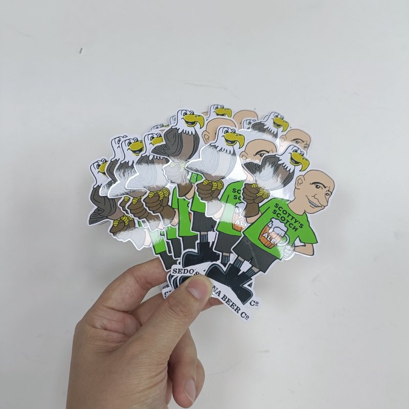 Individual cartoon logo label Self adhesive glossy vinyl sticker Printing custom die cut sticker