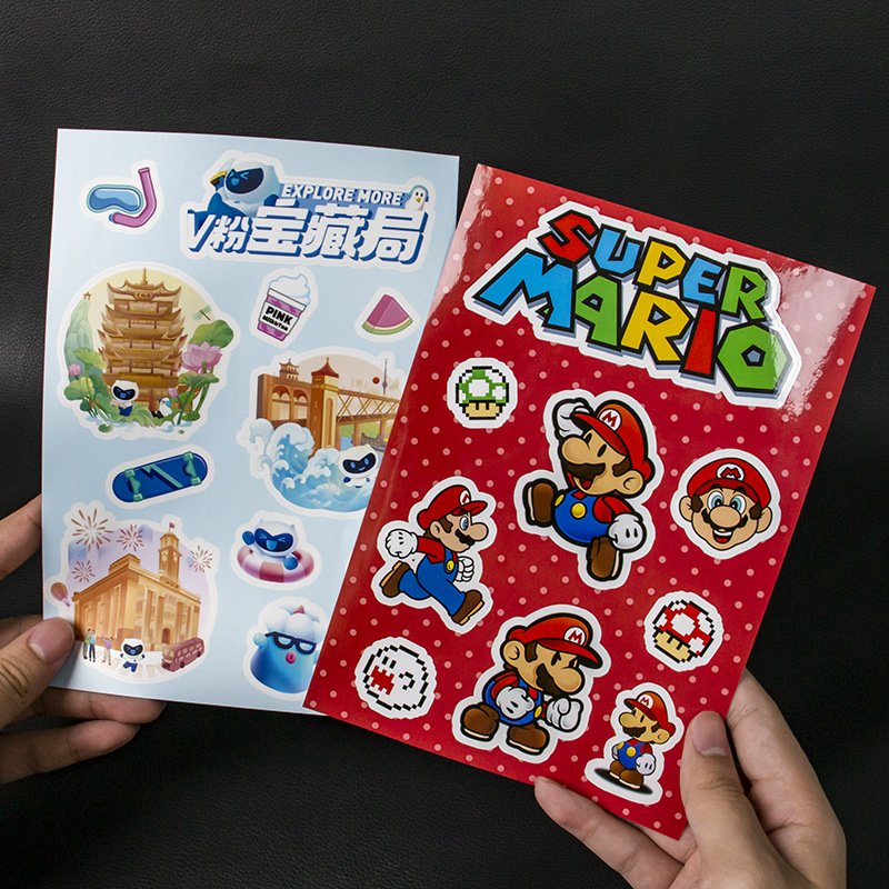 Custom Small Batch Super Transparent Vinyl Stickers Cute Cartoon DIY Travel Case for Milk Tea Cup Customized Small Batch