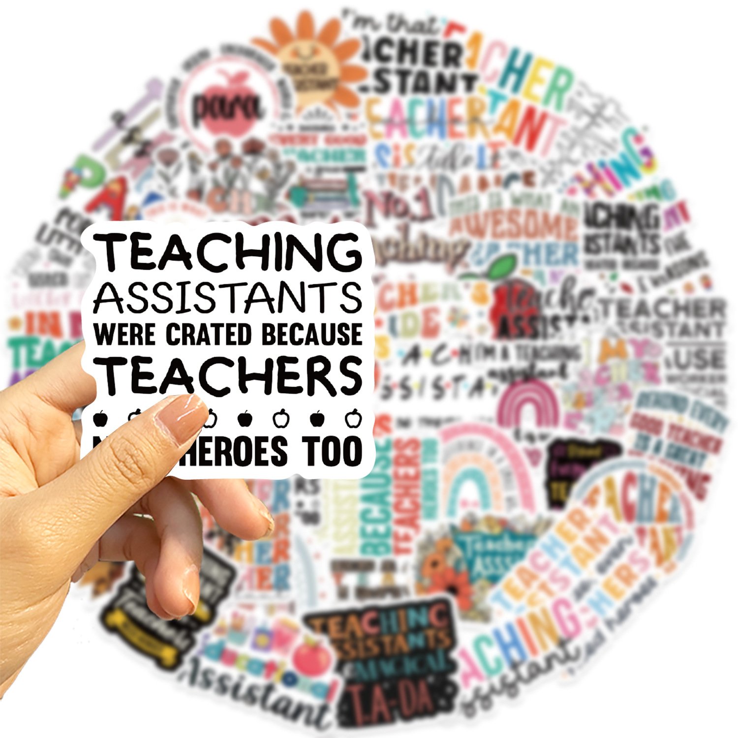 50PCS Cartoon thank you labels Teacher Assistant sticker