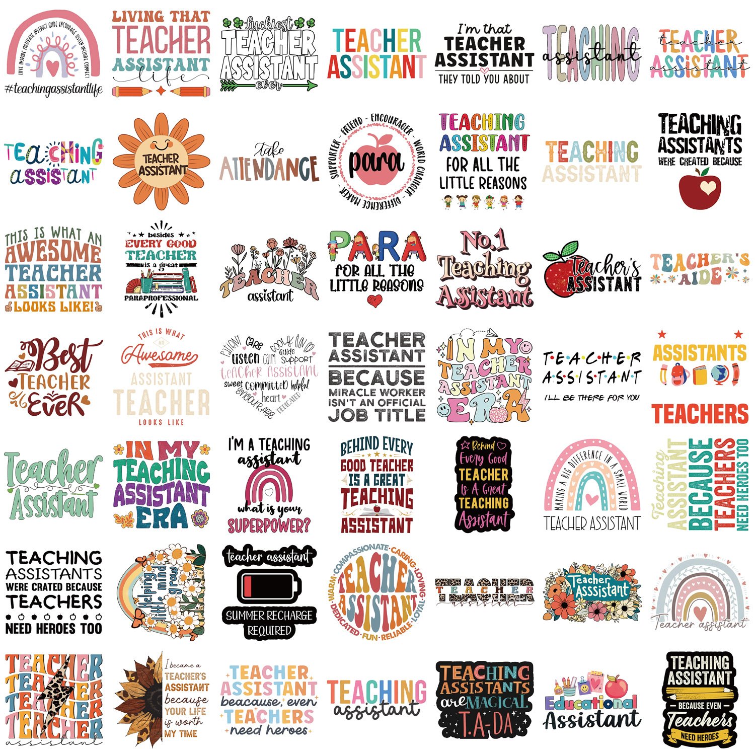 50PCS Cartoon thank you labels Teacher Assistant sticker