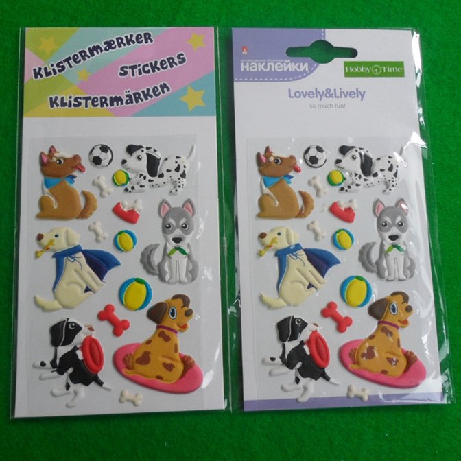 Custom 3D puffy sticker sheets for kids wholesale kawaii 3D cute animals puffy stickers