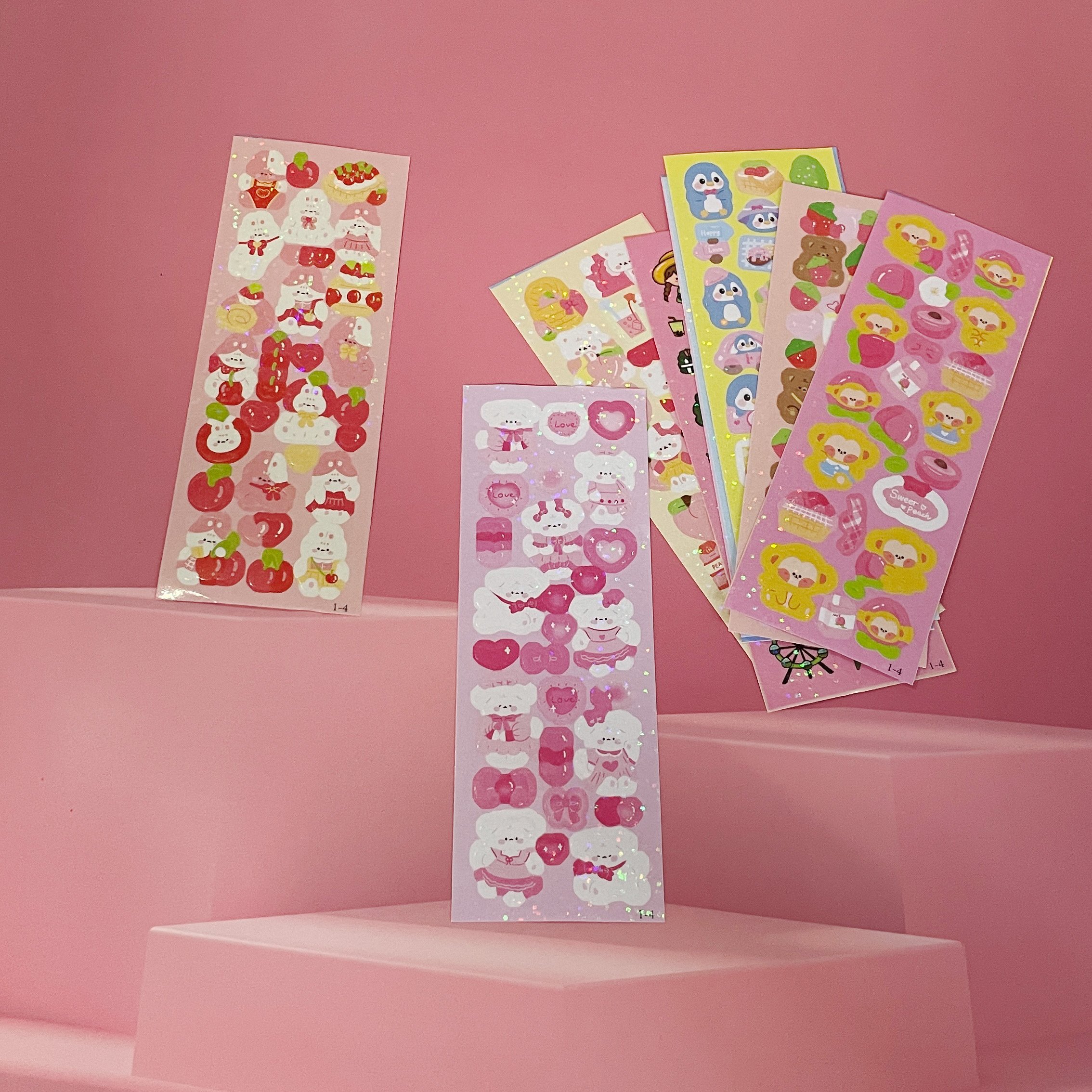 BD PACK wholesale mix and match multiple Kawaii children's stationery cards cute and shiny waterproof self-adhesive stickers