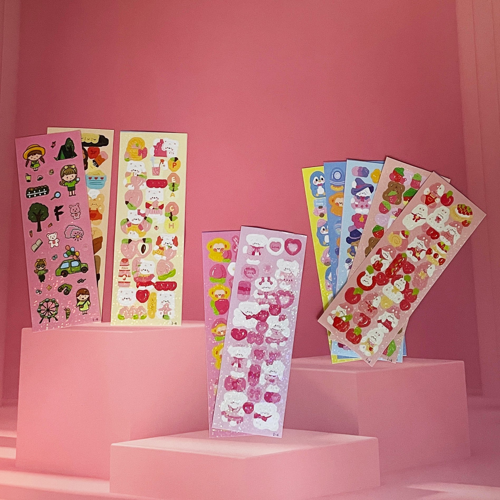 BD PACK wholesale mix and match multiple Kawaii children's stationery cards cute and shiny waterproof self-adhesive stickers