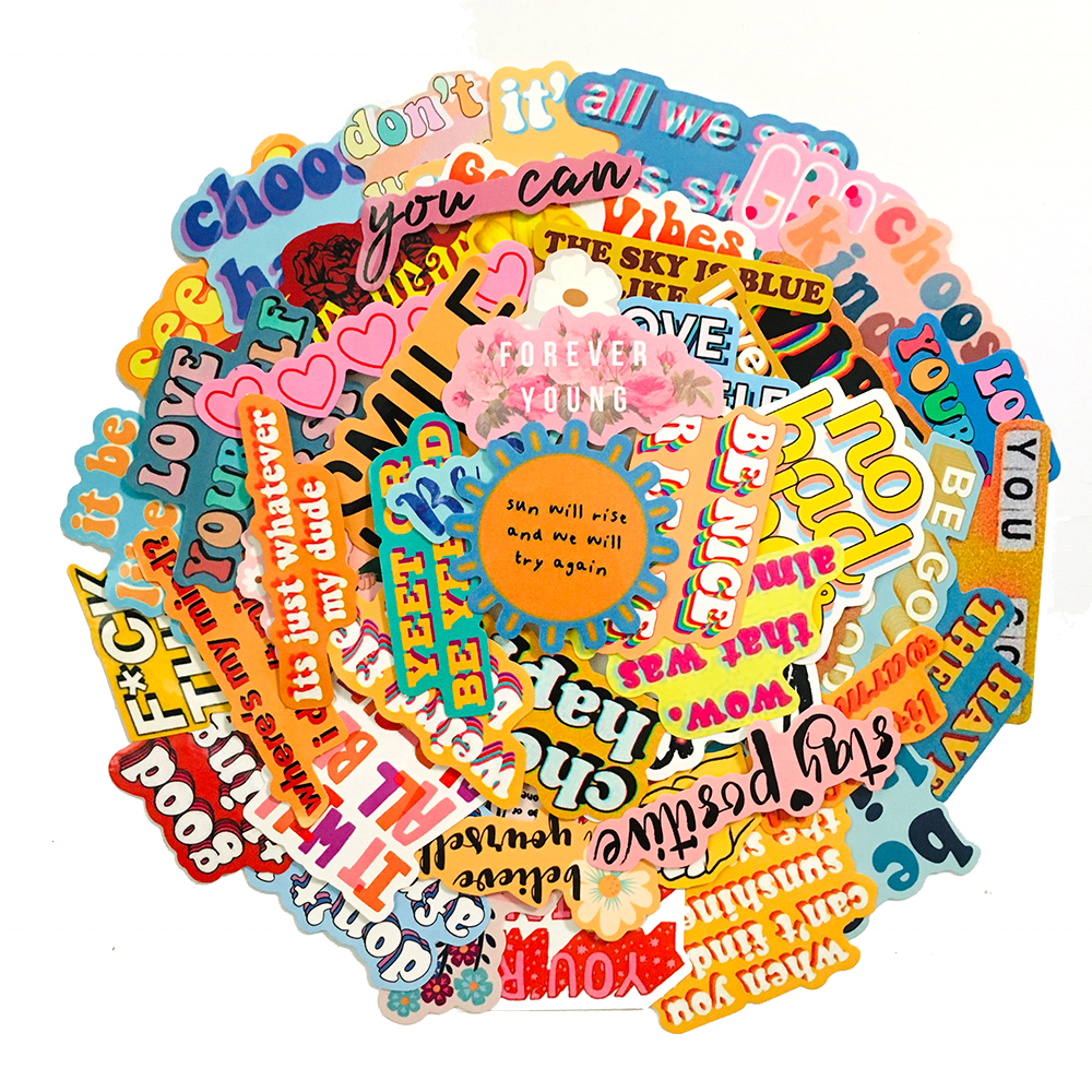 40 PCS Colorful Positive Phrase Word Stickers,Support Encouragement Planner Journal Word Sticker
