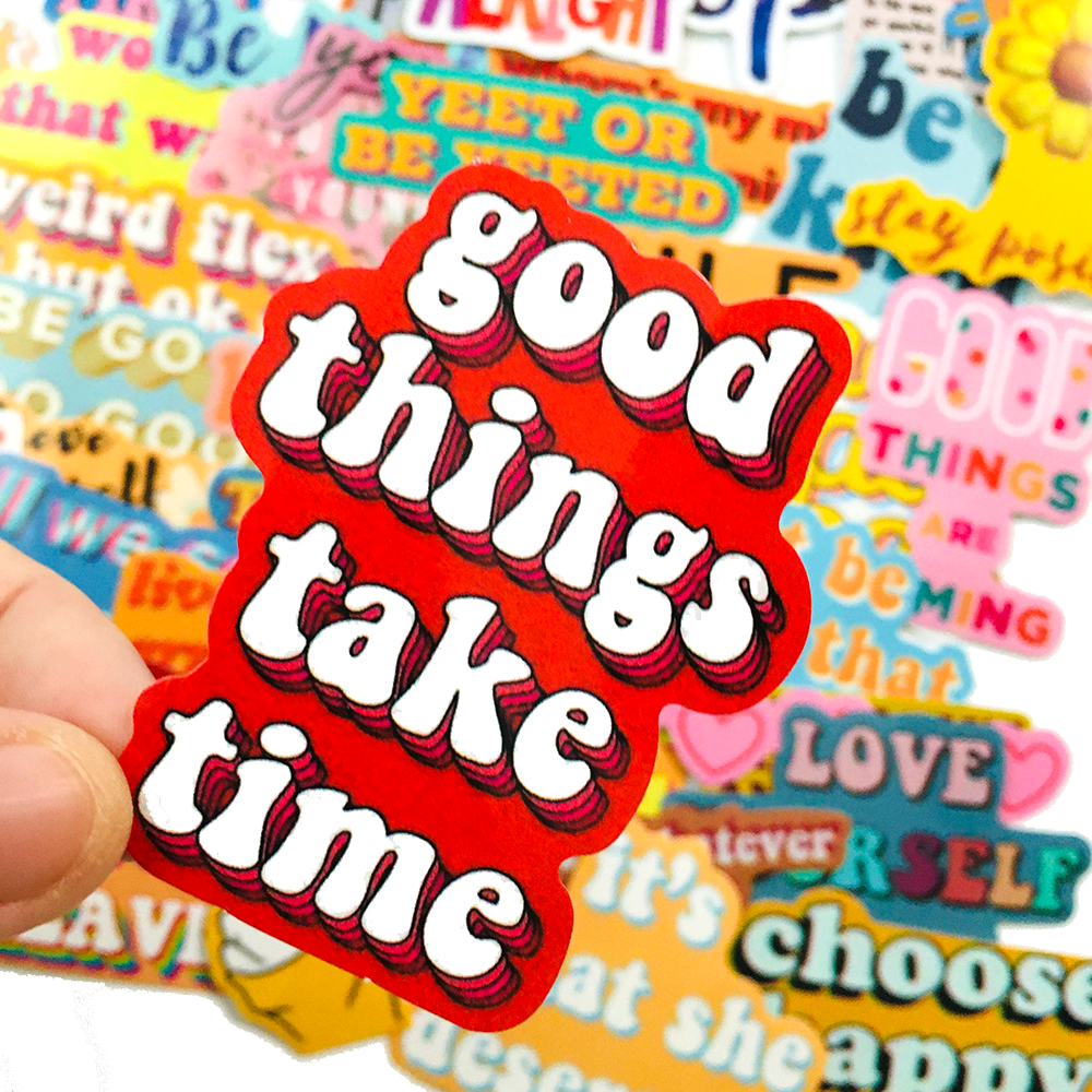 40 PCS Colorful Positive Phrase Word Stickers,Support Encouragement Planner Journal Word Sticker