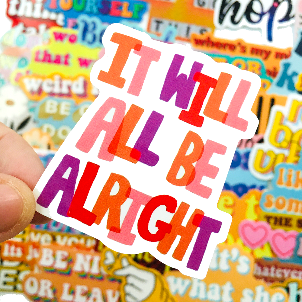 40 PCS Colorful Positive Phrase Word Stickers,Support Encouragement Planner Journal Word Sticker