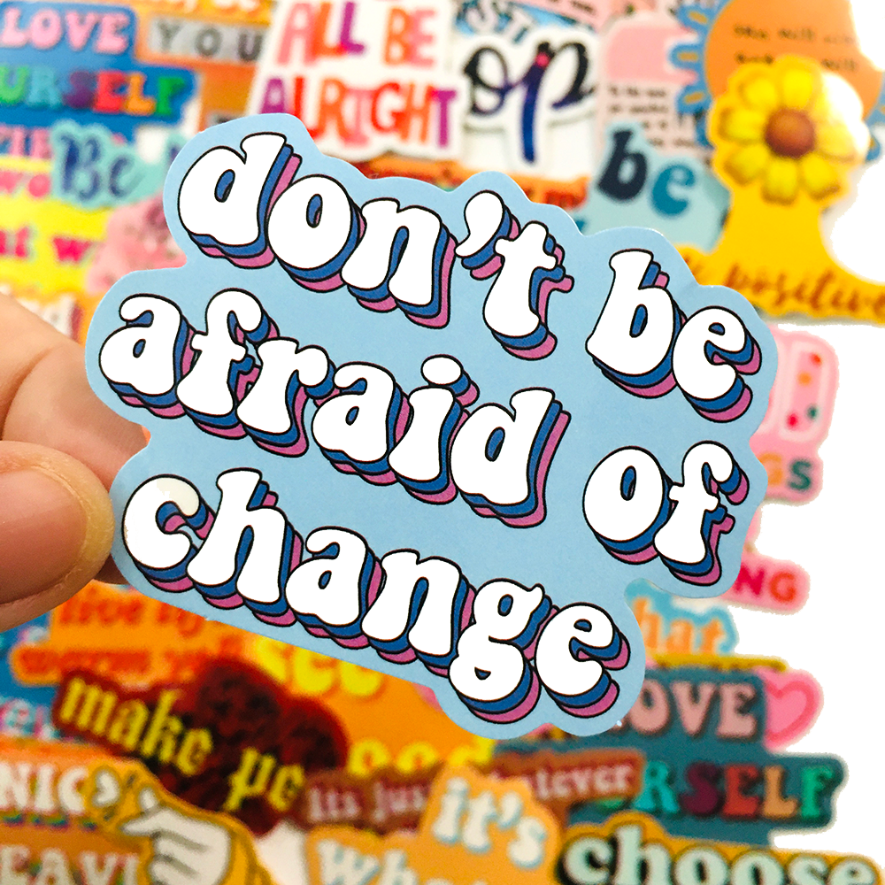40 PCS Colorful Positive Phrase Word Stickers,Support Encouragement Planner Journal Word Sticker