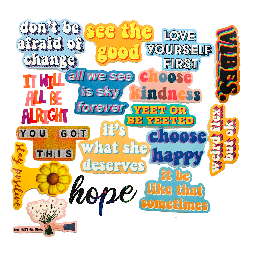 40 PCS Colorful Positive Phrase Word Stickers,Support Encouragement Planner Journal Word Sticker