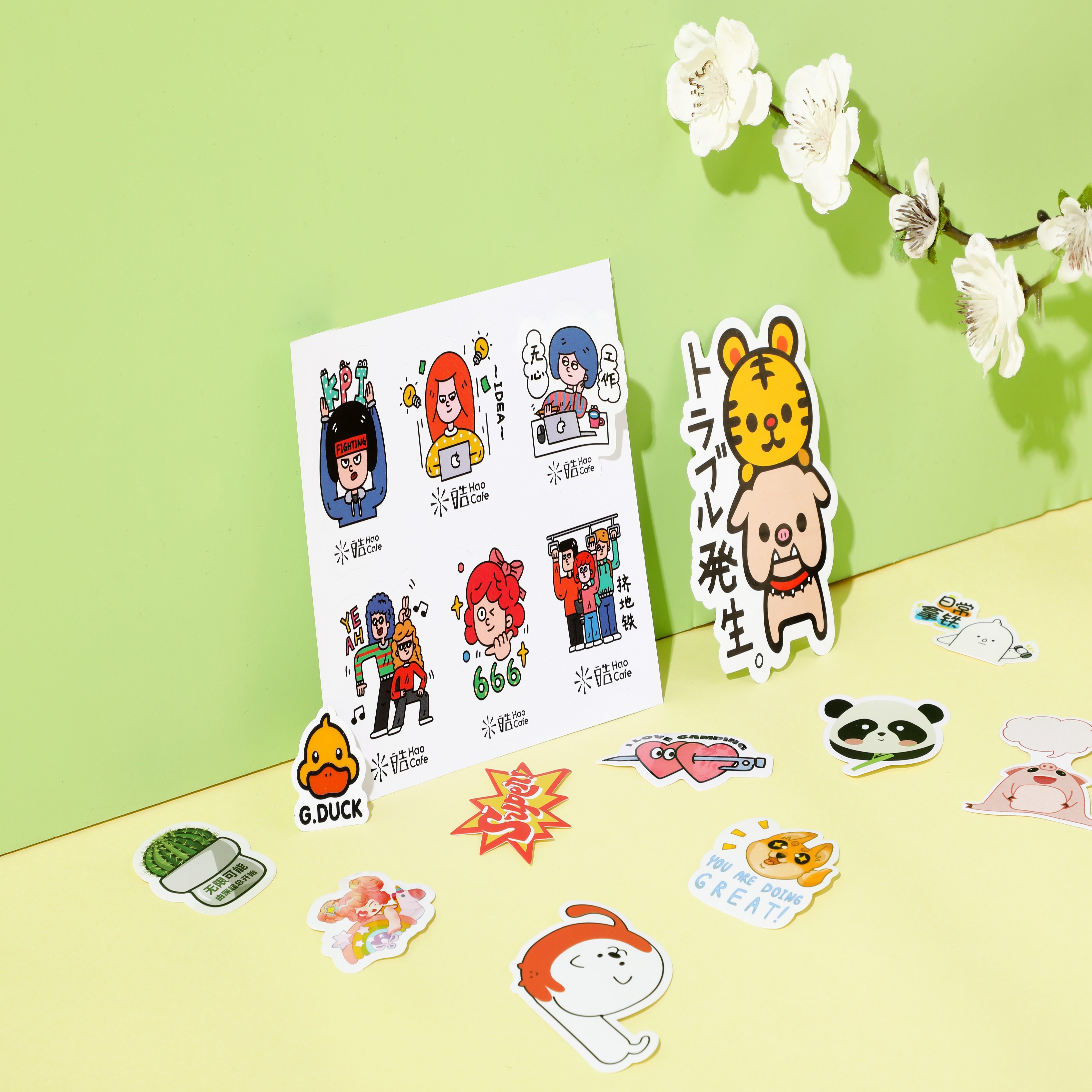 Custom Sticker Sheet Printing Cute Pet Cut Cartoon Vinyl Sticker Sheet Kiss Cut Clear Sticker Sheet Waterproof