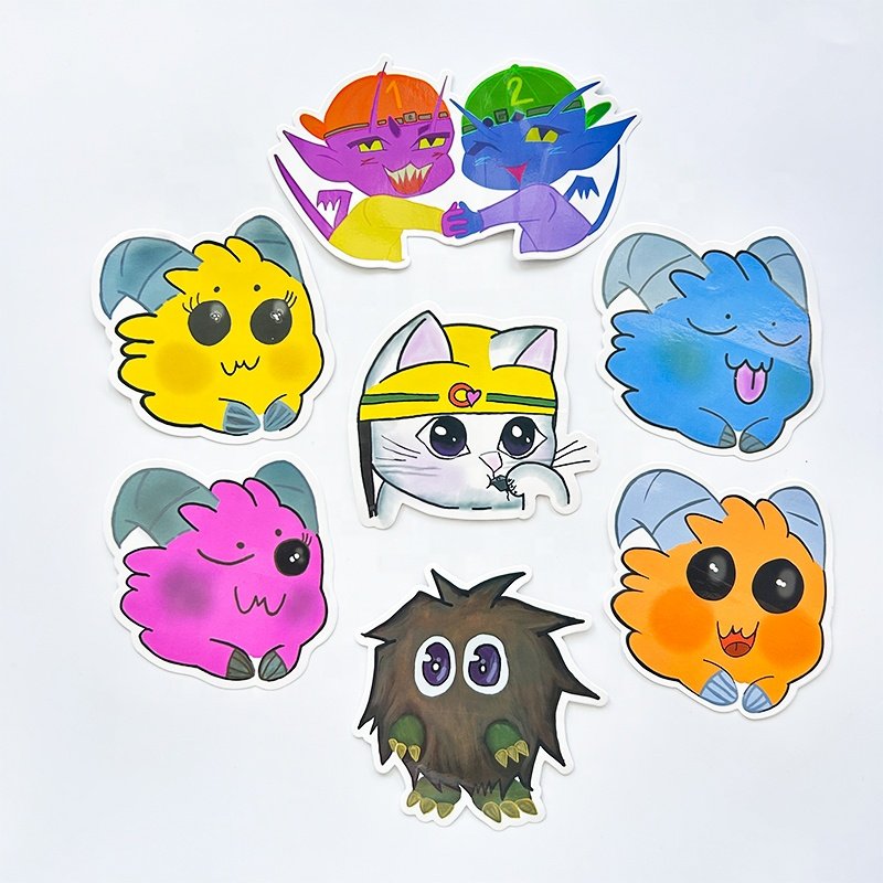 Custom High Quality Glossy Print Adhesive Die Cut Vinyl Stickers PVC Logo Scratch Proof Weatherproof Cartoon Custom Stickers