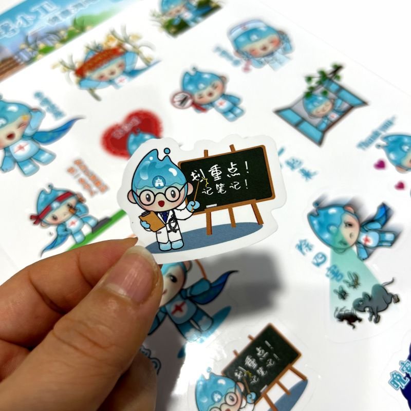 Beautiful High Quality private waterproof adhesive vinyl label logo cartoon kiss cut sticker paper
