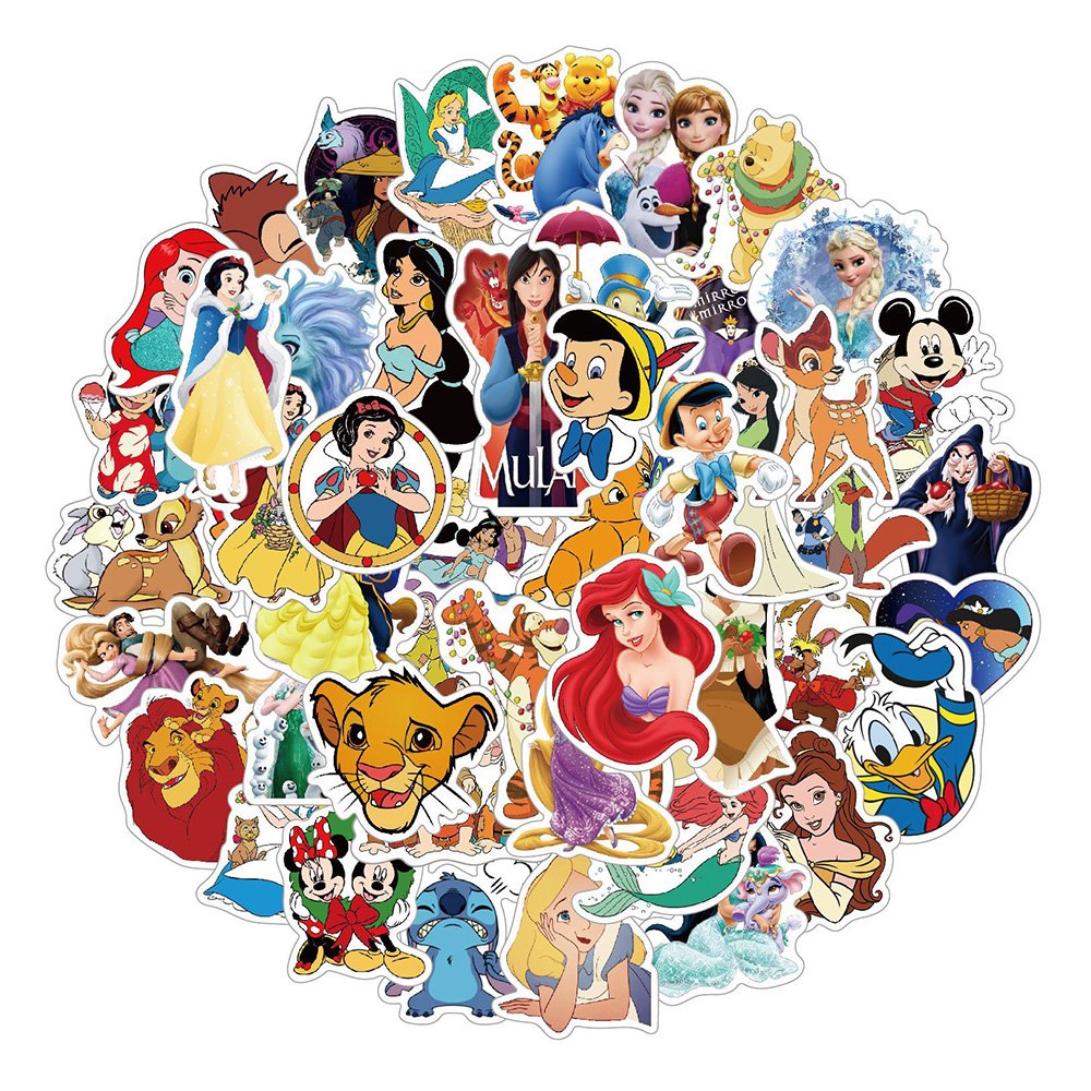 Waterproof Reusable Label Stickers Cartoon Collection Princess Stitch Elsa Stickers Decoration Bottles Luggage DIY Toys For Kids