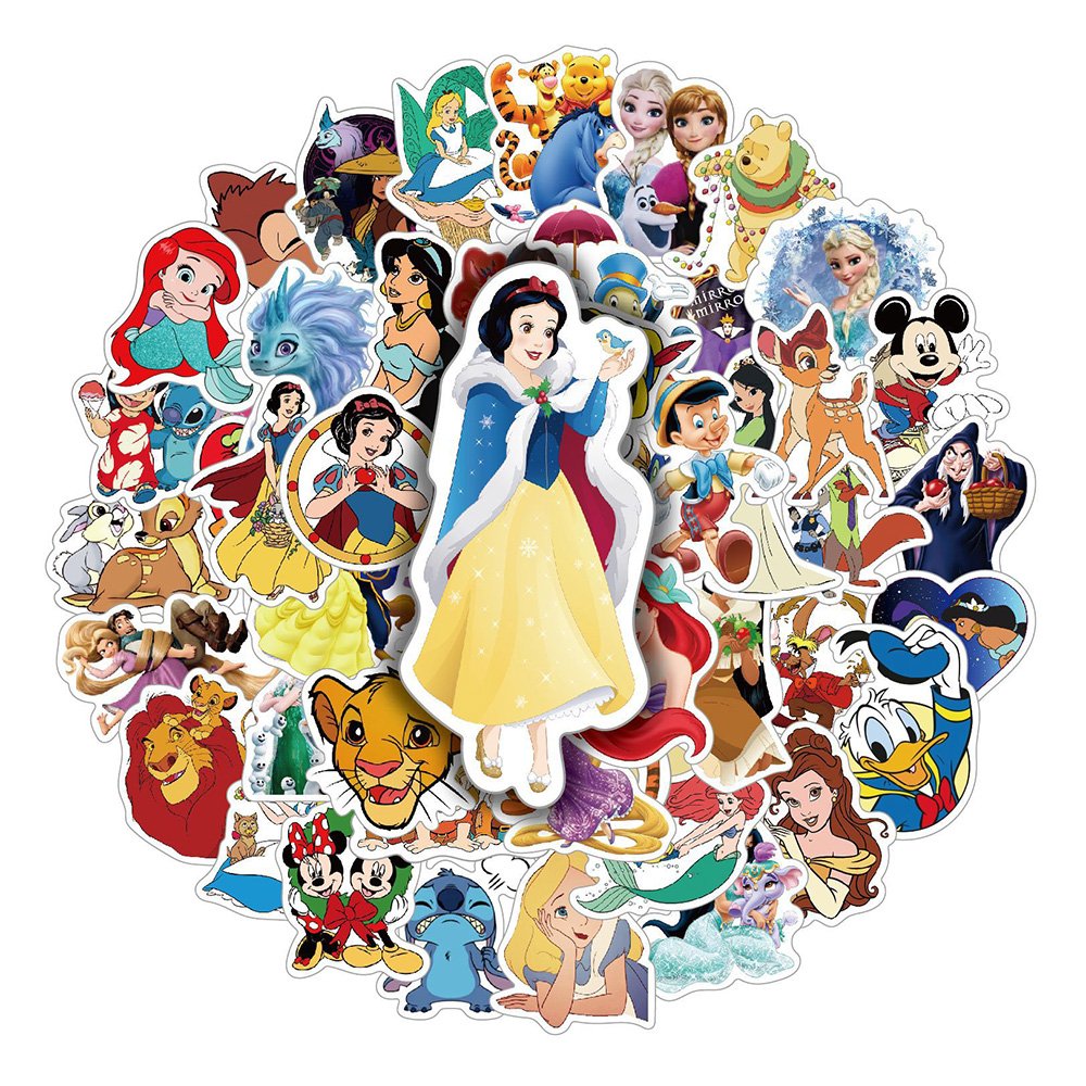 Waterproof Reusable Label Stickers Cartoon Collection Princess Stitch Elsa Stickers Decoration Bottles Luggage DIY Toys For Kids