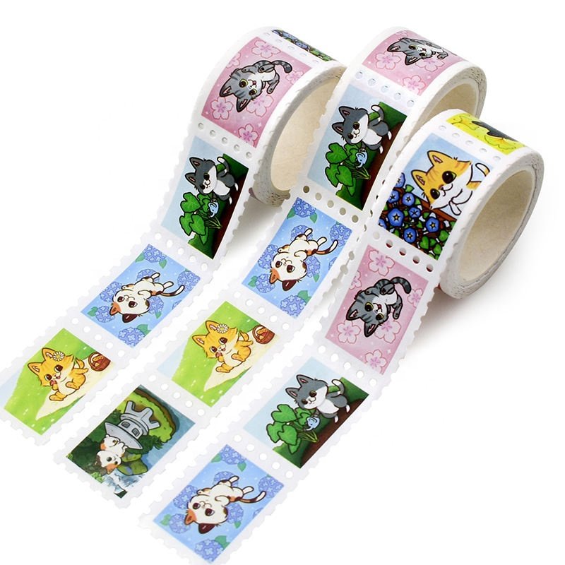 Custom Stamp Washi Tape Personnalised Die Cut Irregular Cartoon Cute Stamp Washi Sticker Tape