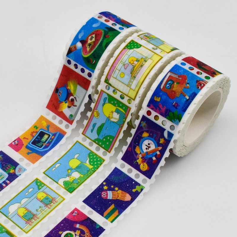 Custom Stamp Washi Tape Personnalised Die Cut Irregular Cartoon Cute Stamp Washi Sticker Tape