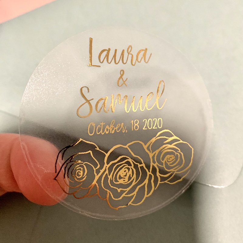 Hot sell die cut to shape window glass clear transparent gold foiled sticker