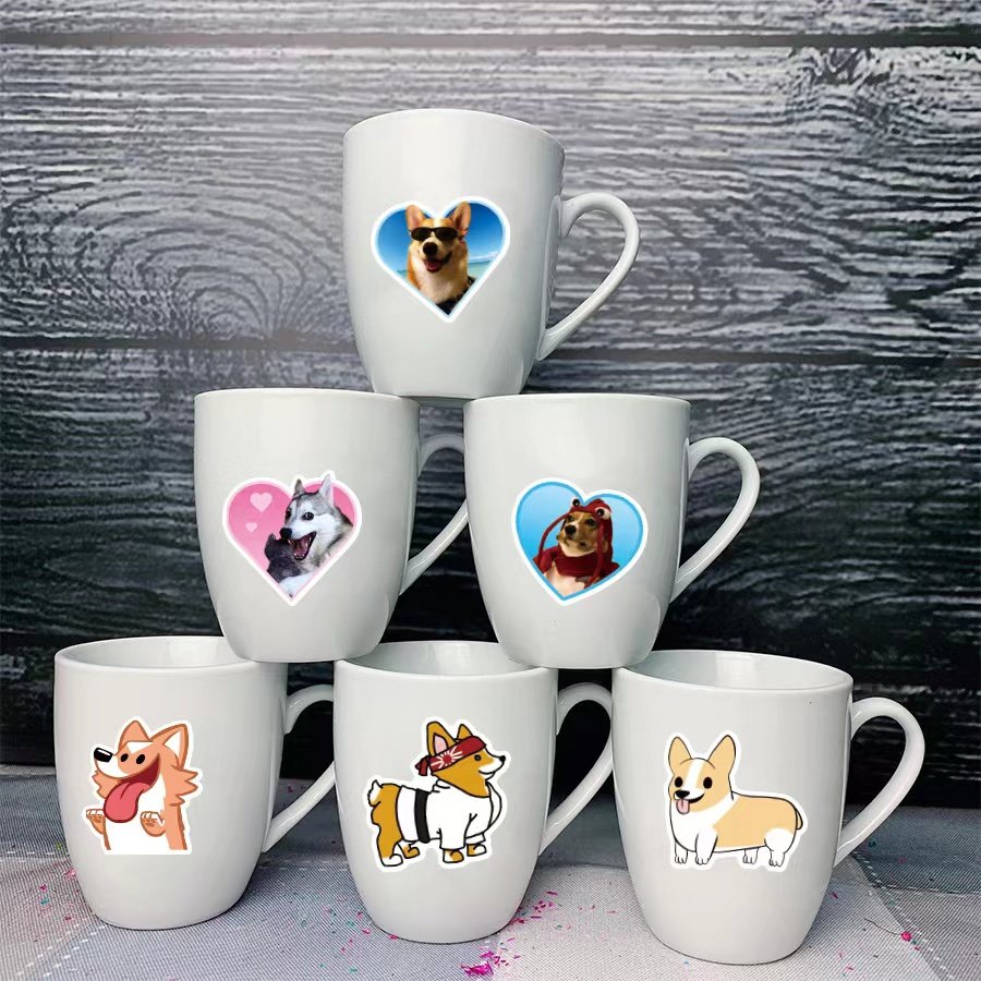 e-50pcs Cute cartoon dog pet series stickers for Mobile phone computer glass decoration sticker laptop waterproof tent